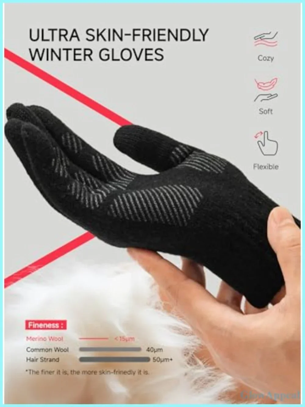Merino Wool Touchscreen Gloves Non-Slip Knitted Winter Gloves for Men Women